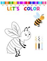 livro de colorir com abelha. um jogo de quebra-cabeça para educação infantil e atividades ao ar livre. vetor