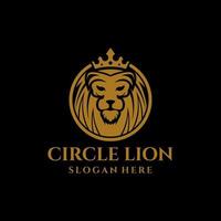 modelo de ilustração de design de logotipo de vetor de coroa de rei leão do círculo real