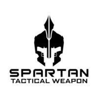 design de logotipo tático de arma de arma espartana vetor