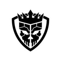 ícone do logotipo do escudo do rei do crânio vetor