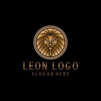 ilustração elegante do modelo de logotipo leon circle gold vetor