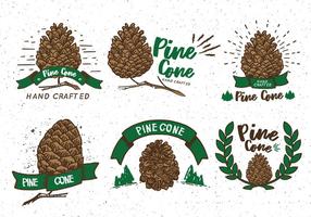 Pine Cones Etiqueta da etiqueta do vintage vetor