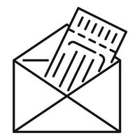 ícone de bilhete de envelope, estilo de estrutura de tópicos vetor
