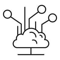 ícone de nuvem de dados de backup, estilo de estrutura de tópicos vetor