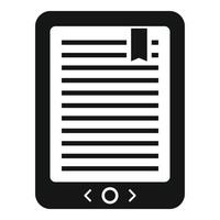 ícone de ebook móvel, estilo simples vetor