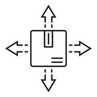 ícone de direção de realocação de caixa, estilo de estrutura de tópicos vetor