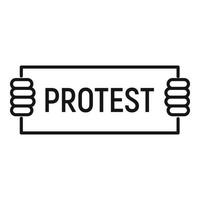 ícone de mãos de protesto, estilo de estrutura de tópicos vetor