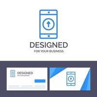 cartão de visita criativo e aplicativo de modelo de logotipo móvel aplicativo móvel smartphone enviado ilustração vetorial vetor