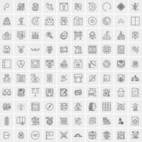 pacote de 100 ícones de linha universal para mobile e web vetor
