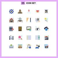 conjunto de 25 sinais de símbolos de ícones de interface do usuário modernos para elementos de design de vetores editáveis de peso de amor do ramadã