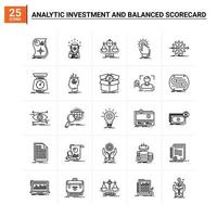25 investimentos analíticos e conjunto de ícones do Balanced Scorecard fundo vetorial vetor
