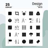 25 conjunto de ícones de design 100 eps editáveis 10 arquivos idéias de conceito de logotipo de negócios design de ícone de glifo sólido vetor