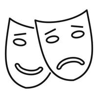 ícone de máscara de transtorno bipolar, estilo de estrutura de tópicos vetor