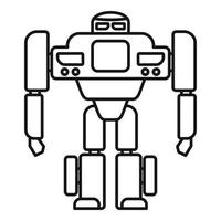 ícone do transformador de robô de computador, estilo de estrutura de tópicos vetor