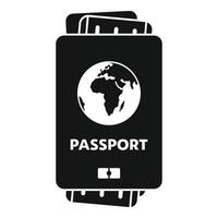 ícone do bilhete do passaporte, estilo simples vetor