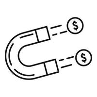 ícone de atração de dinheiro de ímã, estilo de estrutura de tópicos vetor