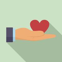 coração de doação na mão ícone, estilo simples vetor