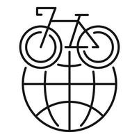 ícone de bicicleta de aluguel global, estilo de estrutura de tópicos vetor