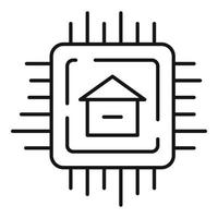 ícone do processador de casa inteligente, estilo de estrutura de tópicos vetor