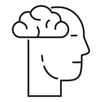 ícone do cérebro de busca de homem, estilo de estrutura de tópicos vetor