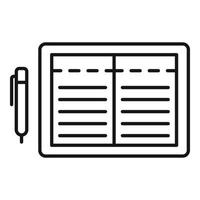 ícone de tablet de finanças abertas, estilo de estrutura de tópicos vetor