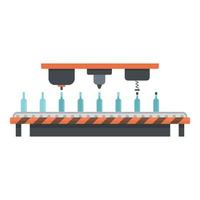 ícone da linha de montagem de bebida de garrafa, estilo simples vetor