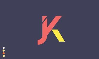 letras do alfabeto iniciais monograma logotipo jk, kj, j e k vetor