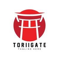 logotipo do portão torii, vetor de ícone do portão da história japonesa, ilustração chinesa, modelo de marca da empresa de design de madeira