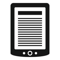 ícone de tablet ebook, estilo simples vetor