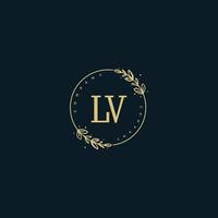 monograma de beleza inicial lv e design de logotipo elegante, logotipo de caligrafia da assinatura inicial, casamento, moda, floral e botânico com modelo criativo. vetor