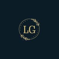 monograma de beleza lg inicial e design de logotipo elegante, logotipo de caligrafia da assinatura inicial, casamento, moda, floral e botânico com modelo criativo. vetor