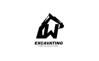 w escavadeira de logotipo para empresa de construção. ilustração vetorial de modelo de equipamento pesado para sua marca. vetor