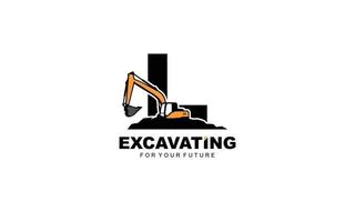 l escavadeira de logotipo para empresa de construção. ilustração vetorial de modelo de equipamento pesado para sua marca. vetor