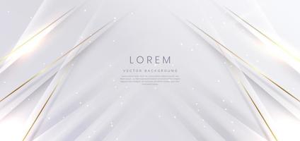 fundo branco elegante abstrato com linha dourada e brilho de efeito de iluminação. design de modelo de luxo. vetor