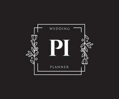 logotipo feminino pi inicial. utilizável para logotipos de natureza, salão, spa, cosméticos e beleza. elemento de modelo de design de logotipo de vetor plana.