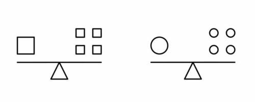 conjunto de ícones de equilíbrio isolado no fundo branco ícone de igualdade vetor