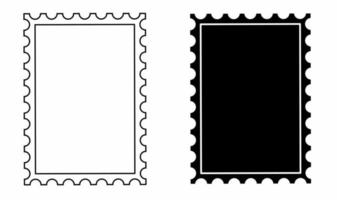 delineie o ícone do selo postal da silhueta isolado no fundo branco vetor