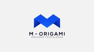 ícone de design de logotipo de origami de vetor de letra m