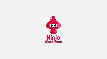 ilustração de logotipo vetorial estilo de mascote simples ninja de cogumelo vetor