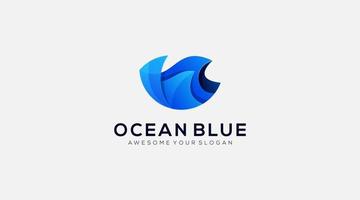 design abstrato de design de logotipo de ícone azul oceano com ondas vetor