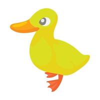 ícone de pato amarelo fofo, estilo cartoon vetor