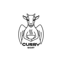 cabra com asas comida de anjo curry mascote vetor de design de logotipo