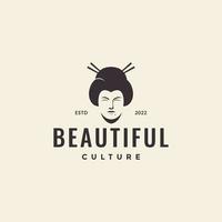 beleza rosto mulher cabelo cultura asiática design de logotipo vetor