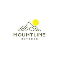 vetor de design de logotipo de linha mínima ao ar livre de montanhas