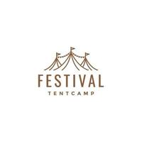 design de logotipo de linha de férias de acampamento de barraca de festival vetor