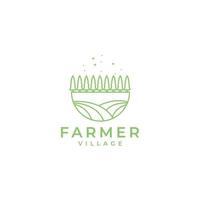 agricultor de campo com vetor de design de logotipo geométrico verde de árvores