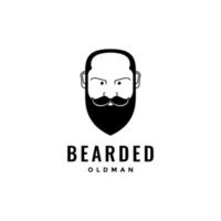 rosto homem legal barba grossa mascote design de logotipo minimalista vetor