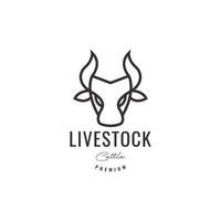design de logotipo minimalista moderno de linha de cabeça de vaca vetor