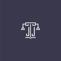 monograma inicial jj para logotipo de escritório de advocacia com imagem vetorial de escalas vetor