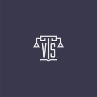 vs monograma inicial para logotipo de escritório de advocacia com imagem vetorial de escalas vetor